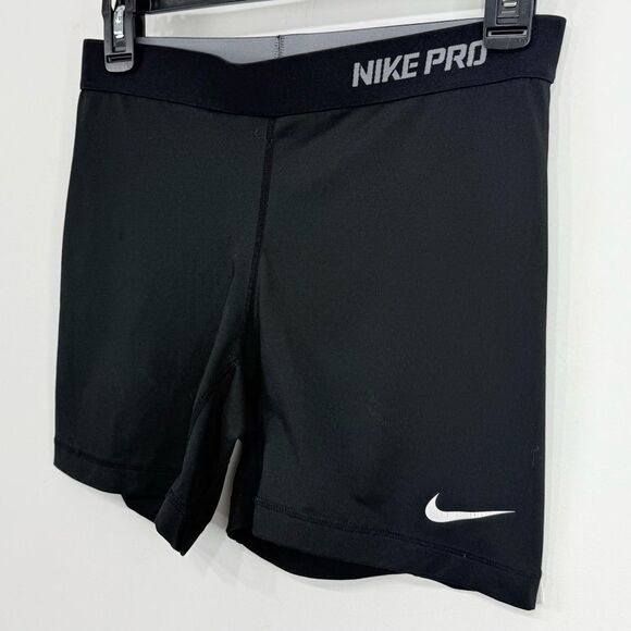 Nike Pro Black White Logo Athletic Bootie Shorts - Picture 3 of 14